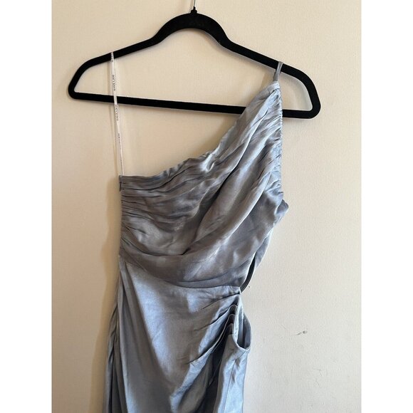 Shona Joy La Lune Asymmetrical Gathered Maxi Dress in Blue Size 2 - Picture 6 of 16